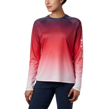 Columbia Ženske Majice S Kapuljačom - PFG Super Tidal Long Sleeve Crvene | GMYH-84160